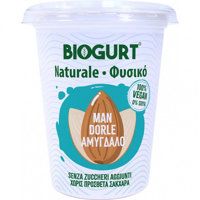 Βιολογικό επιδόρπιο γιαουρτιού Αμυγδάλου φυσική γεύση χωρίς ζάχαρη Vegan 400gr BIOGURT