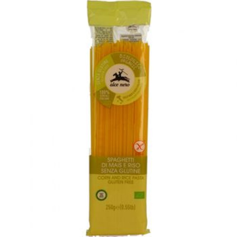 Βιολογικό σπαγγέτι καλαμποκιού ρυζιού χωρίς γλουτένη 250gr Alce Nero