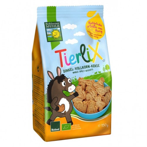 Βιολογικά μπισκότα Ντίνκελ Ζωάκια χωρίς ζάχαρη "Tierlix" 125 gr