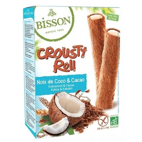 Βιολογικά πουράκια με γέμιση τριμμένη Καρύδα και Κακάο χωρίς Γλουτενη125gr BISSON