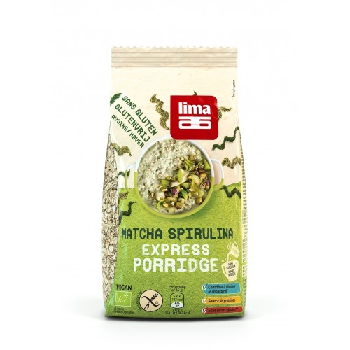 Βιολογικός χυλός Βρώμης (Porridge) με Μάτσα και Σπιρουλίνα χωρίς Γλουτένη 350gr Lima Βιολογικός χυλός Βρώμης (Porridge) με Μάτσα και Σπιρουλίνα χωρίς Γλουτένη 350gr Lima