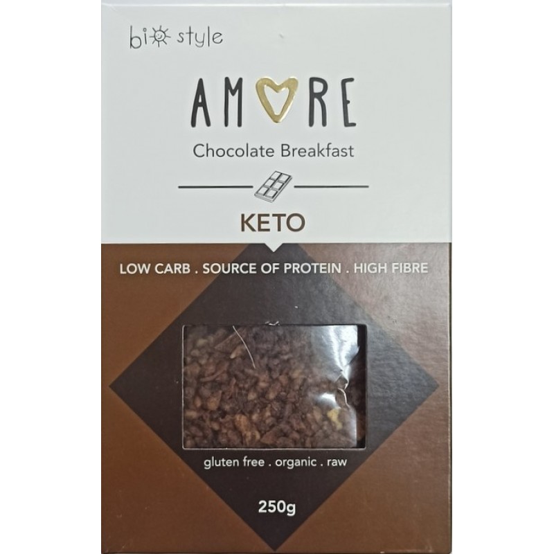 Βιολογική Granola (Γκρανόλα) σοκολάτα KETO χωρίς γλουτένη VEGAN "Amore" 250gr