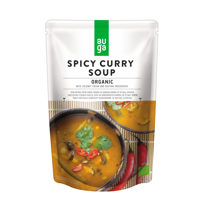 Βιολογική Σούπα πικάντικη με Κάρυ (έτοιμη για χρήση) Vegan  χωρίς Γλουτένη 400gr AUGA