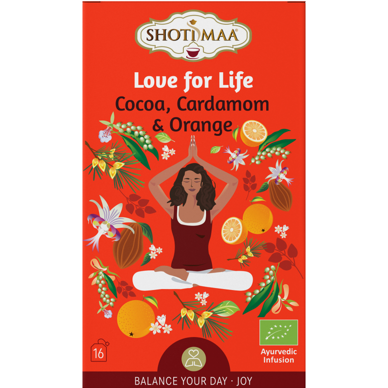 Βιολογικό Τσάι Balance your day "LOVE FOR LIFE" Κακάο Κάρδαμο Πορτοκάλι 16 φακελάκια 32gr SHOTI