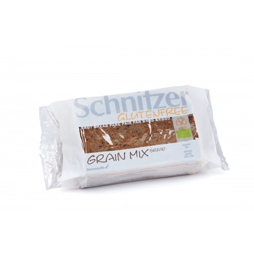 Βιολογικό ψωμί πολύσπορο Grain mix χωρίς Γλουτένη Σιτάρι μαγιά και Λακτόζη 250gr Schnitzer
