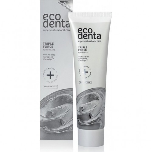 Βιολογική οδοντόκρεμα τριπλής δράσης με Άργιλο Πρόπολη και πράσινο Τσάι (χωρίς φθόριο) 100ml Eco Denta