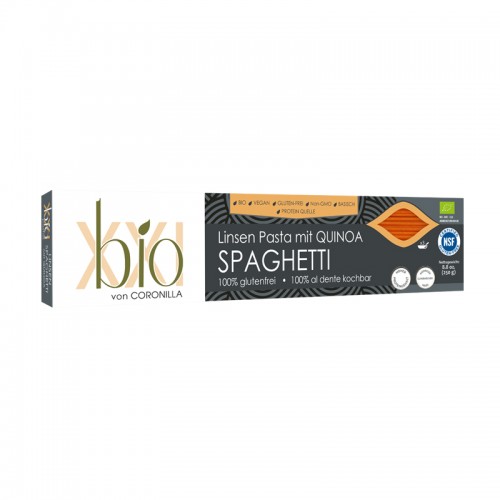 Βιολογικό πρωτεϊνούχο Σπαγγέτι με βασιλική Κινόα καστανό ρύζι και φακή χωρίς Γλουτένη 250gr CORONILLA