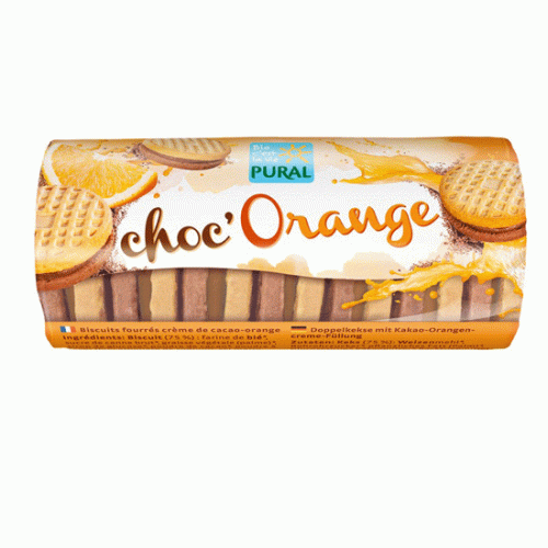 Βιολογικά μπισκότα με μαύρη σοκολάτα και πορτοκάλι χωρίς αυγό και γάλα 85gr Pural