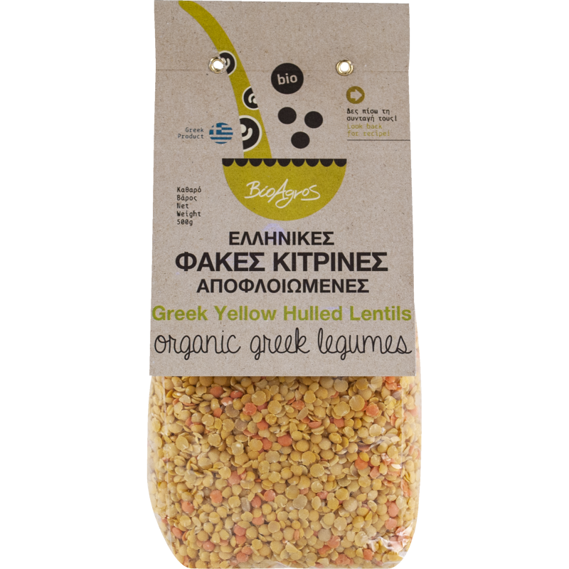 Βιολογικές Φακές κίτρινες αποφλοιωμένες 500gr Βιοαγρός