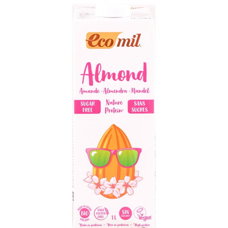 Βιολογικό ρόφημα Αμυγδάλου χωρίς ζάχαρη με πρωτεΐνη Αρακά 1L Ecomil 