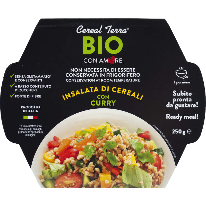 Βιολογικό έτοιμο γεύμα σαλάτα σίκαλης με κάρυ 250gr Cereal Terra