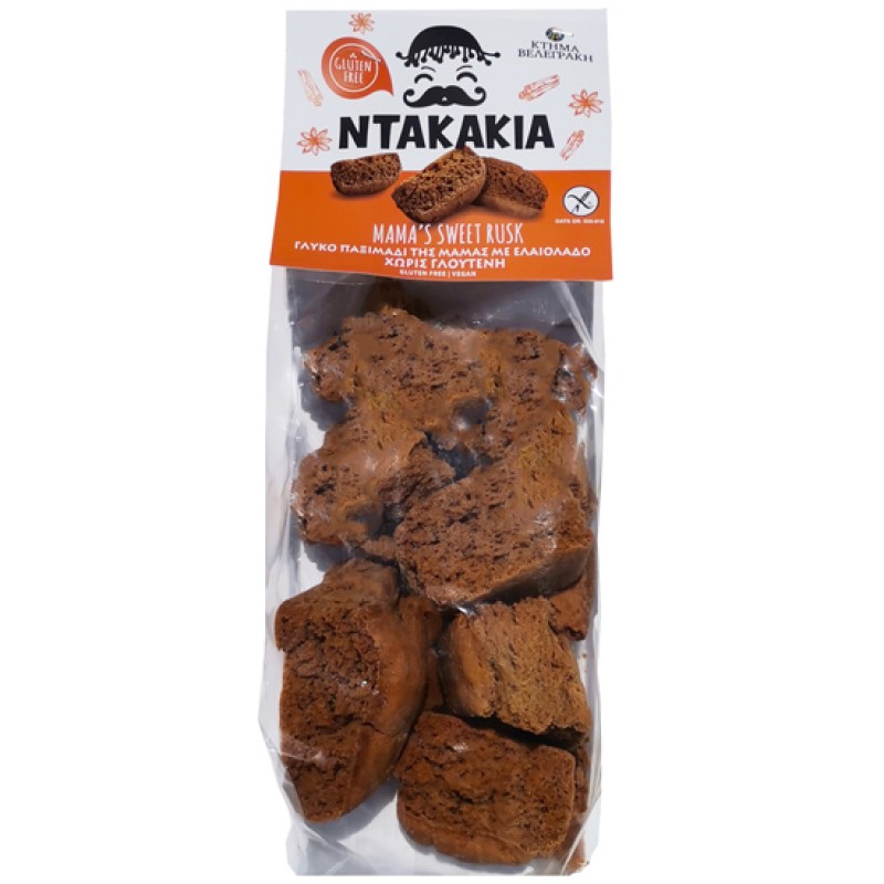 Βιολογικά ντακάκια γλυκό Παξιμάδι της μαμάς με έξτρα παρθένο ελαιόλαδο χωρίς Γλουτένη 250gr  “Κτήμα Βελεγράκη”