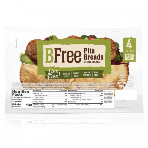 Βιολογική πίττα για τοστ & σάντουιτς (4 τεμαχια) χωρίς Γλουτενη Vegan 220gr BFree