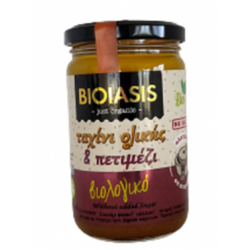 Βιολογικό ταχίνι ολικής με Πετιμέζι χωρίς ζάχαρη χωρίς αλάτι Vegan 300ml Bioiasis
