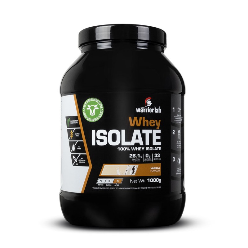 Πρωτείνη 100% Whey Isolate Protein fat free and gluten free & lactose free Warrior lab 1000gr Vanilla