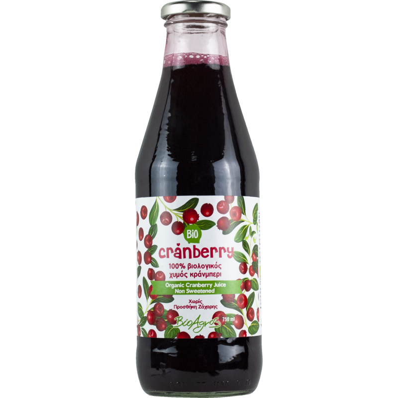 Βιολογικός  χυμός  κράνμπερυ χωρίς ζάχαρη 750ml  Βιοαγρος