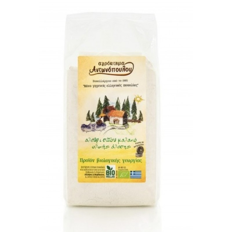 Βιολογικό αλεύρι ολικής άλεσης μαλακό 1kg Αγρόκτημα Αντωνόπουλου