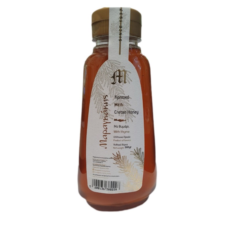 Μέλι Θυμαρίσιο Κρήτης Ηρακλείου σε μελιέρα 500gr Μαραγκάκης 