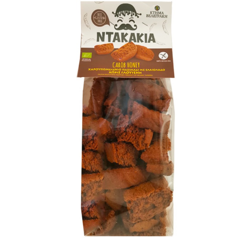 Βιολογικά ντακάκια Χαρουπόμελο & Ελαιόλαδο χωρίς Γλουτένη 300gr Κτήμα Βελεγράκη