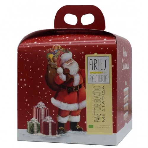 Βιολογικό PANETTONE με Σταφίδα γεύση Βανίλια Πορτοκάλι 750gr ARIES PASTERIA