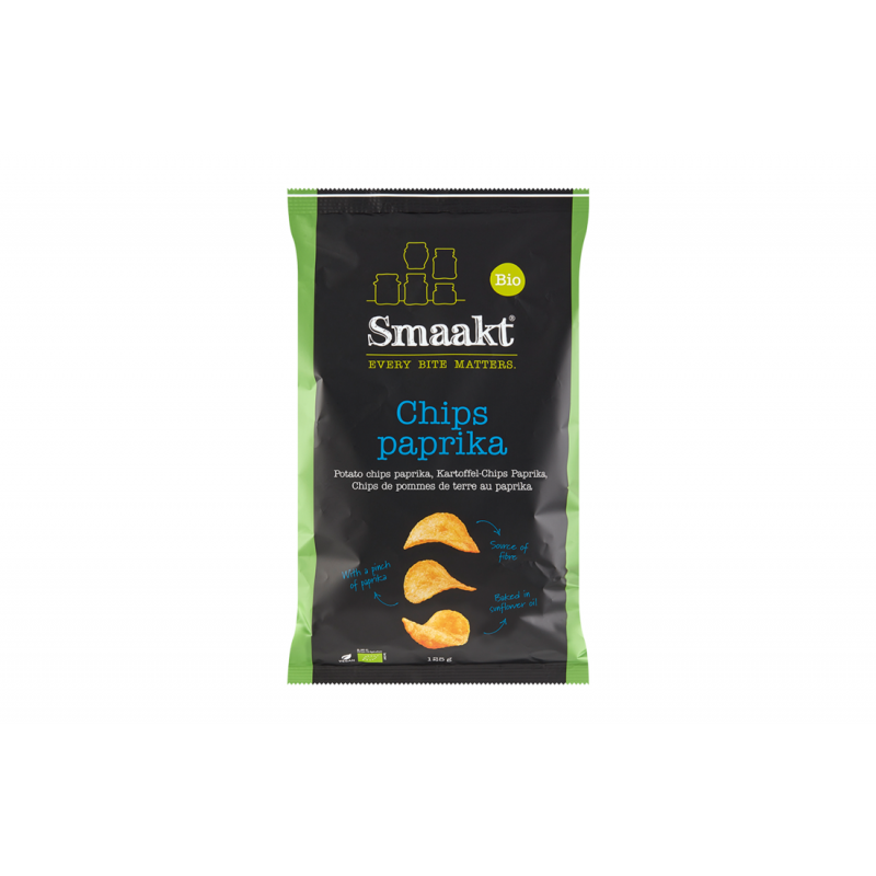 Βιολογικά τσιπς με Πάπρικα 125gr Smaakt