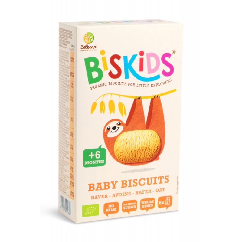 Βιολογικά Βρεφικά Μπισκότα με βρώμη και χυμό μήλου 6+ μηνών 120gr Belkorn