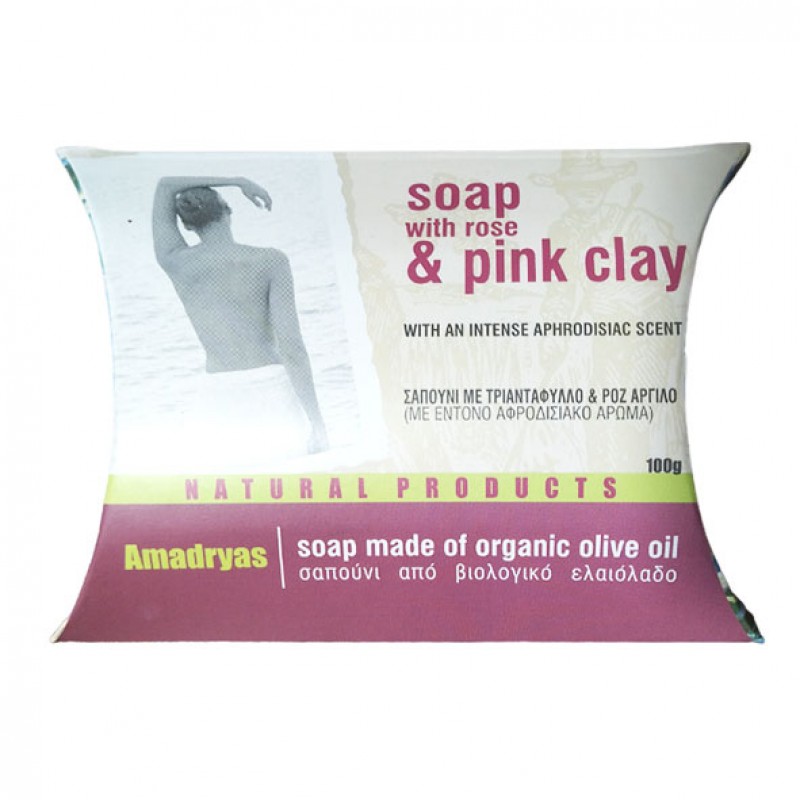 Βιολογικό Σαπούνι Ελαιόλαδου με Τριαντάφυλλο και κόκκινο άργιλο (Έντονο αφροδισιακό άρωμα) 100gr Amadryas