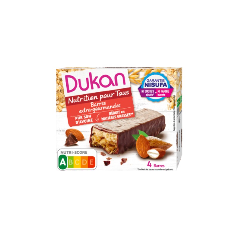 Μπάρες Βρώμης με πικραμύγδαλο & σοκολάτα (4 συσκευασίες) 120gr Dukan