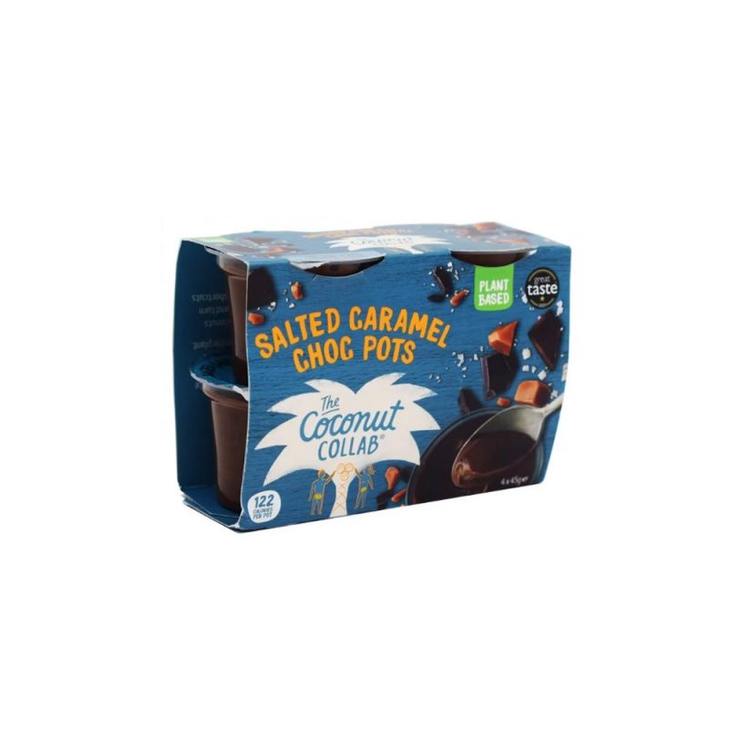 Βιολογική φυτική κρέμα σοκολάτας με Καρύδα και αλατισμένη Καραμέλα νηστίσιμη χωρίς Γλουτένη & χωρίς Φοινικέλαιο 4x45gr The Coconut Collab