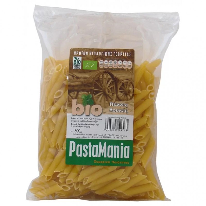 Βιολογικές πέννες λευκές 500gr PastaMania