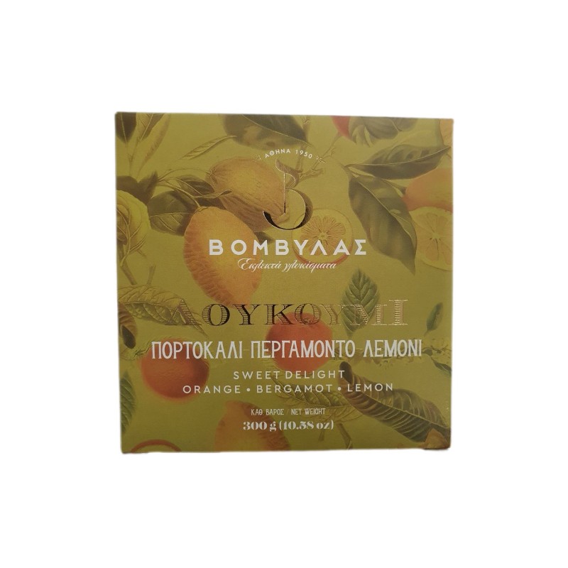 Λουκούμι εκλεκτό Αθηνών Πορτοκάλι Περγαμόντο Λεμόνι 300gr ΒΟΜΒΥΛΑΣ