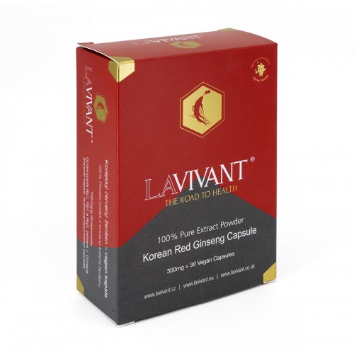 Κορεάτικο RED τζινσενκ εκχύλισμα 100% σε μορφή κάψουλας Vegan 30caps x 300mg 38gr LAVIVANT