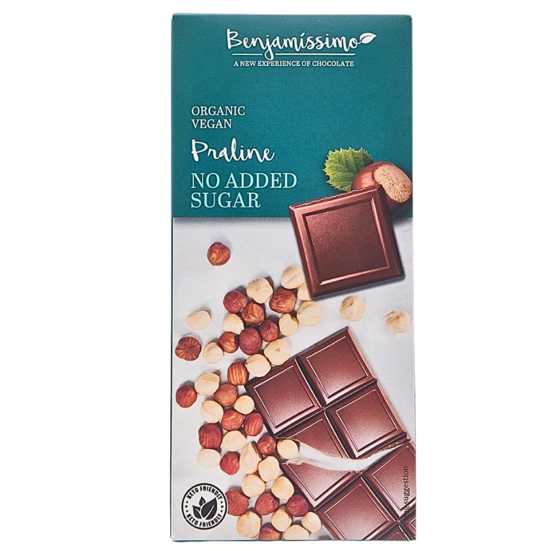 Βιολογική σοκολάτα Πραλίνα χωρίς ζάχαρη & Χωρίς Γλουτένη Vegan Keto friendly Benjamissimo 60gr