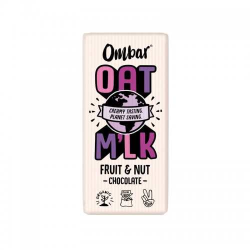Βιολογική σοκολάτα με γάλα Βρώμης με φρούτα και ξηρούς καρπούς χωρίς γαλακτοκομικά 70gr Ombar
