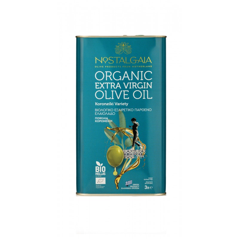 Βιολογικό εξαιρετικό παρθένο ελαιόλαδο Πελοποννήσου Κορωνέικης ποικιλίας 3L Nostalgaia
