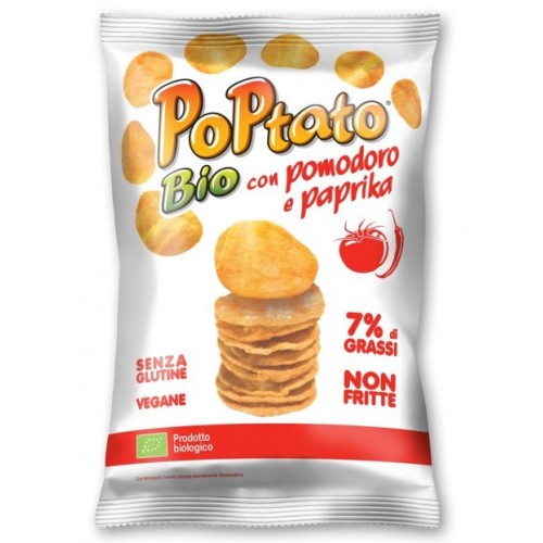 Βιολογικά πατατάκια τσιπς με γεύση ντομάτα πάπρικα χωρίς γλουτένη,  χωρίς τηγάνισμα 40g PoPtato