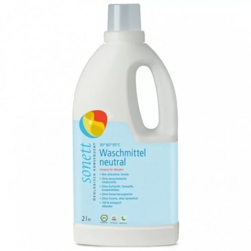 Οικολογικό υγρό πλυντηρίου ρούχων SENSITIVE χωρίς ενζυμα και χωρίς άρωμα 2L Sonett