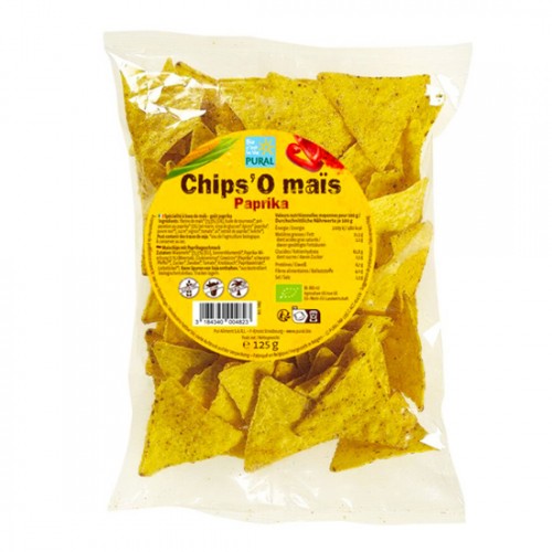 Βιολογικά Τσιπς Καλαμποκιού με Πάπρικα χωρίς Γλουτένη 125gr Pural