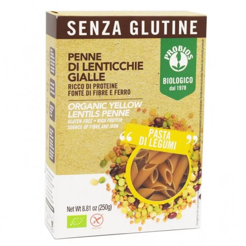 Βιολογικές πέννες με Φακές κίτρινες χωρίς Γλουτένη 250gr PROBIOS