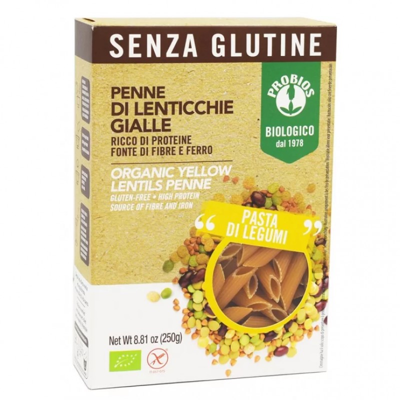 Βιολογικές πέννες με Φακές κίτρινες χωρίς Γλουτένη 250gr PROBIOS