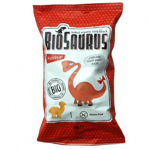 Βιολογικά Γαριδάκια δεινόσαυρος με Κέτσαπ χωρίς Γλουτένη Biosaurus 50gr