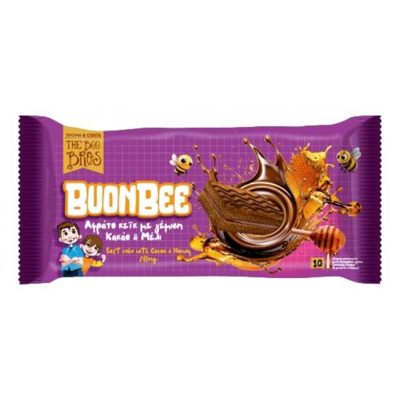 Αφράτο κεκάκι παιδικό με Μέλι χωρίς ζάχαρη (10 ατομικά) 250gr The bee bros