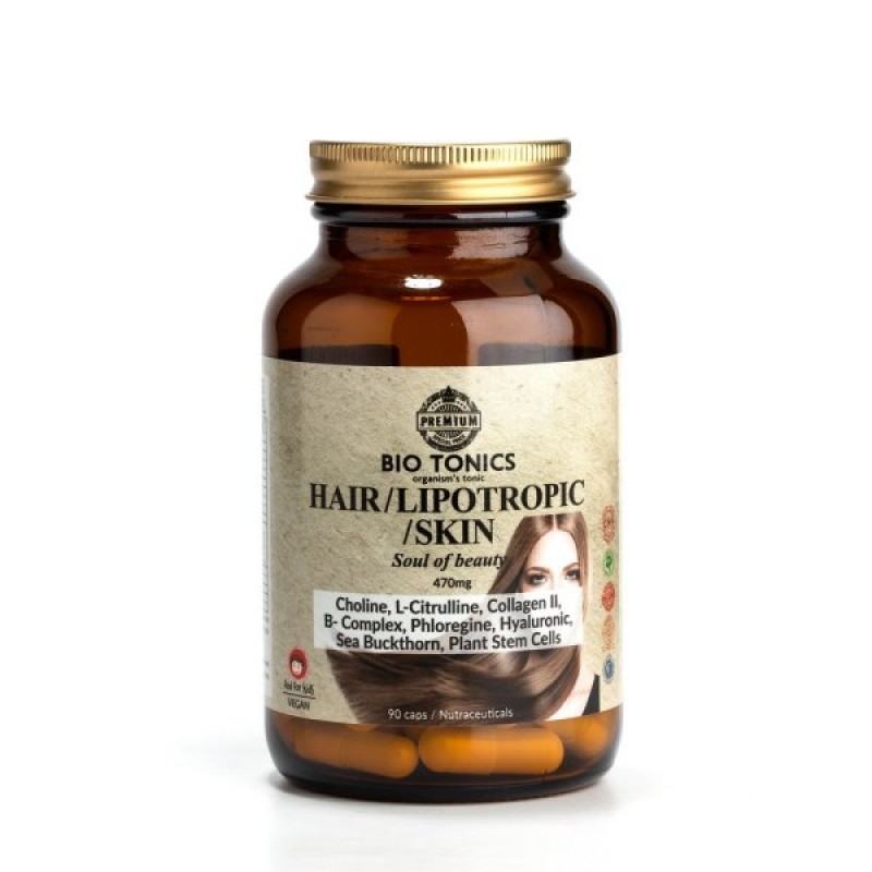 HAIR/ LIPOTROPIC/ SKIN FORMULA για ομορφιά μείωση βάρους υγιή μαλλιά & δέρμα 470mg BIOTONICS