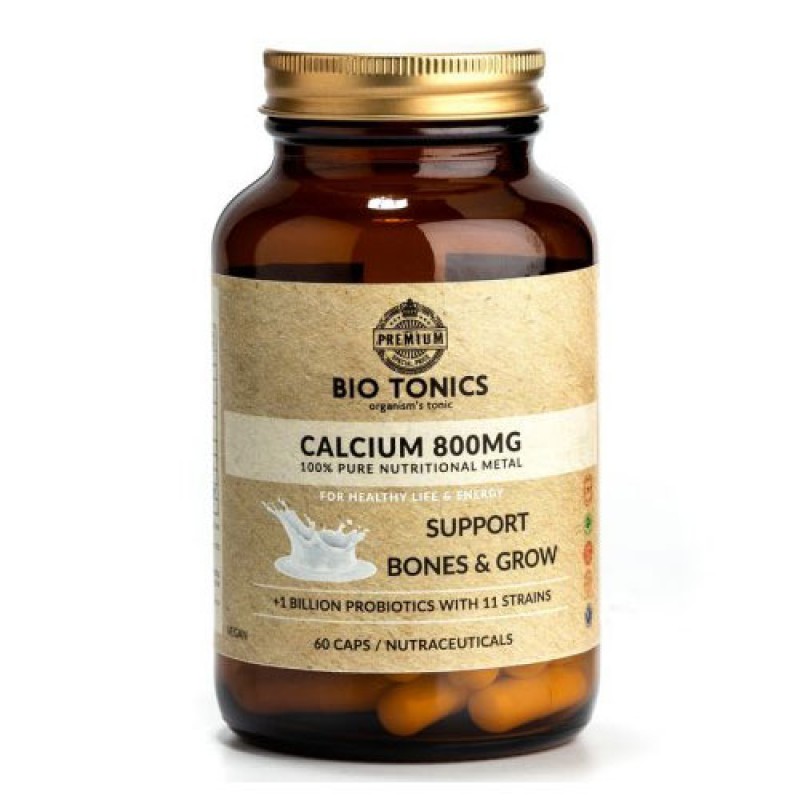 SUPPORT BONES & GROW CALCIUM (Ασβέστιο) Γερά οστά, δόντια 800mg 60 Vegan caps BIO TONICS