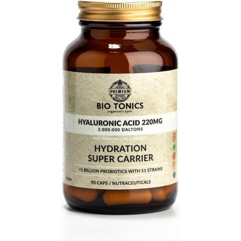 Υαλουρονικό οξύ σε κάψουλες Hyaluronic acid 220MG Hydration Super Carrier 90 Vegan caps BIO TONICS