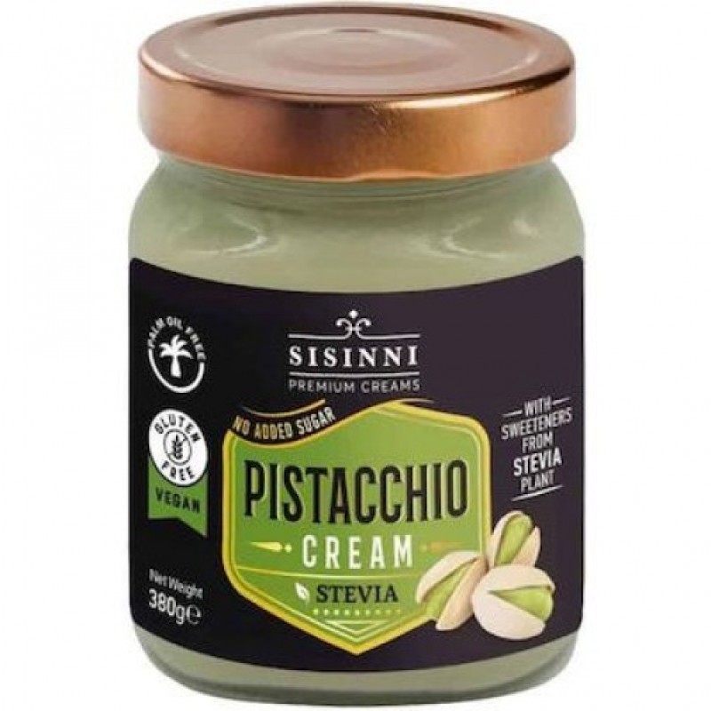 Κρέμα φιστίκι Κελυφωτό με Στέβια χωρίς Γλουτένη & Χωρίς ζάχαρη με Στέβια - Vegan Pistachio cream gluten free sugar free with stevia 380gr Sisinni 