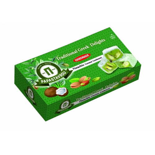 Λουκούμια ινδοκάρυδο  φυστίκια Αιγίνης 200gr Παπασταύρου 