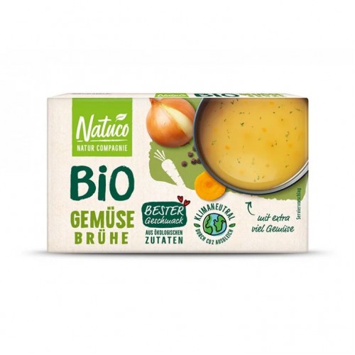 Βιολογικοί κύβοι ζωμού Λαχανικών με αλάτι χωρίς ζάχαρη & χωρίς Φοινικέλαιο 8 κύβοι 80gr Natuco