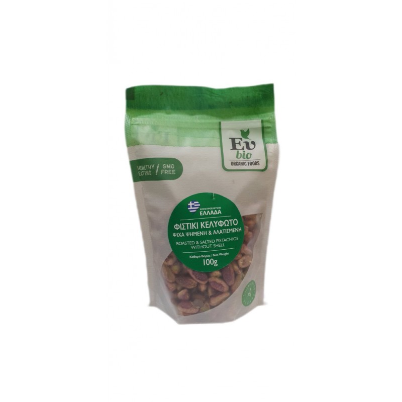 Βιολογικό φυστίκι Αιγίνης ψημένο αλατισμένο 100gr Eubio