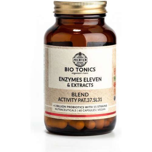 Ένζυμα πεπτικά με προβιοτικά (Γαστρεντερικά προβλήματα) ENZYMES ELEVEN & EXTRACTS + PROBIOTICS 60 Caps Vegan BIO TONICS